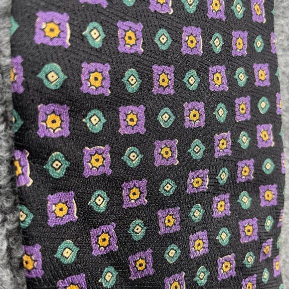 Polo by Ralph Lauren REPP Tie 4" X 57.5" Black Geometric Allover Hand Made Silk - Picture 3 of 10